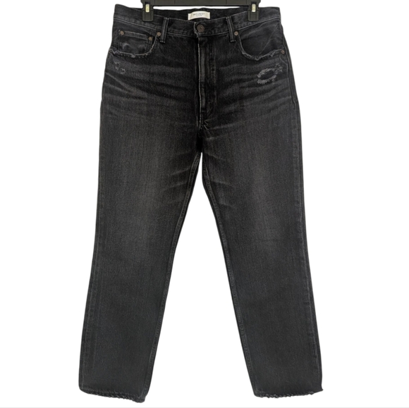 Moussy Vintage Black Distressed High-Rise Straight Leg Jeans - Size 30 - Picture 1 of 9